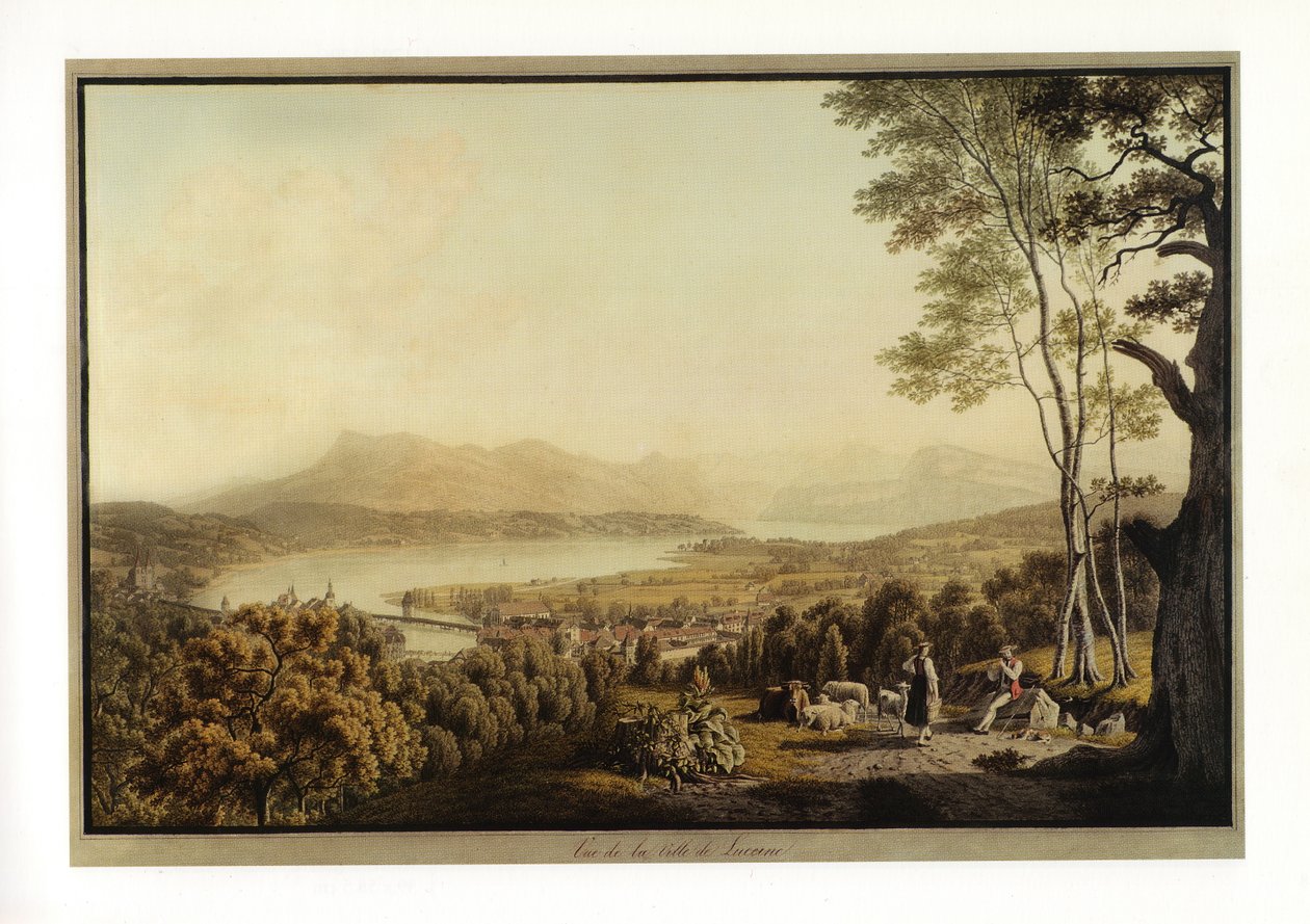 Uitzicht op de stad Luzern door J. J. Bidermann