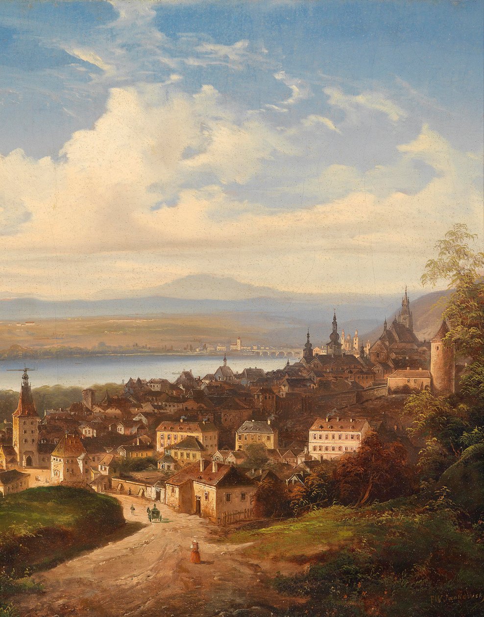 Uitzicht op Krems/Donau door J. Wilhelm Jankowsky