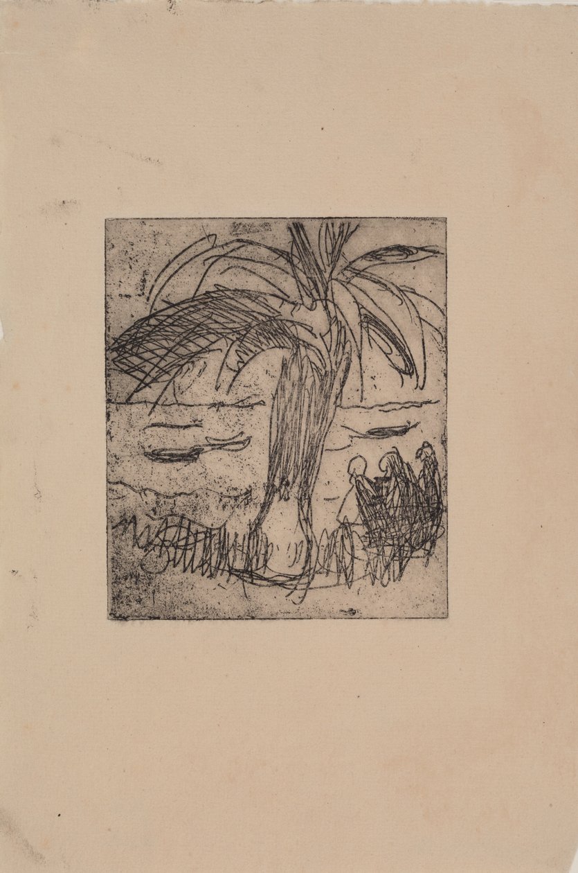 Palmboom bij de zee door J.A. Jerichau