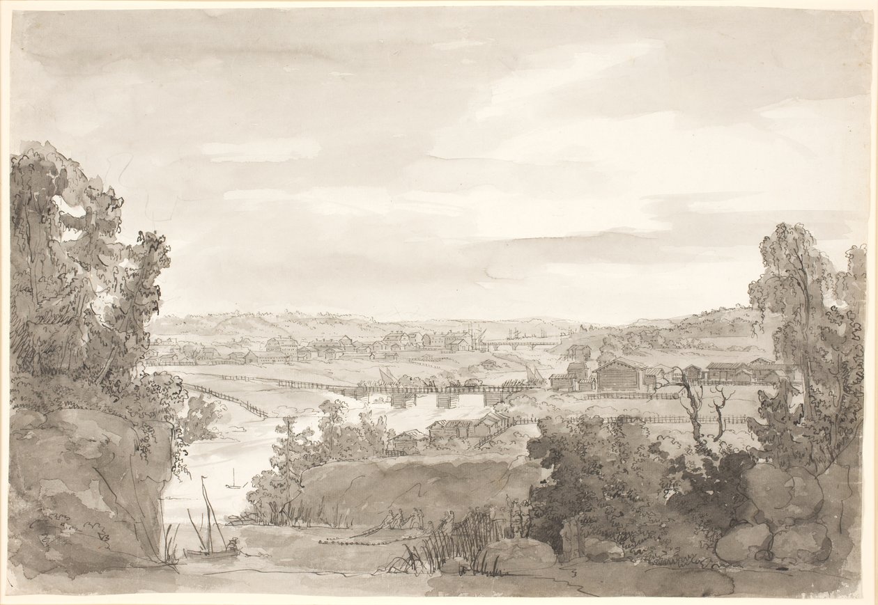 Uitzicht op Kongsberg, Noorwegen door Johan Christian Dahl