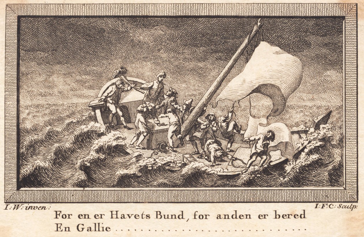 Peder Paars jacht in nood op zee door J.F. Clemens