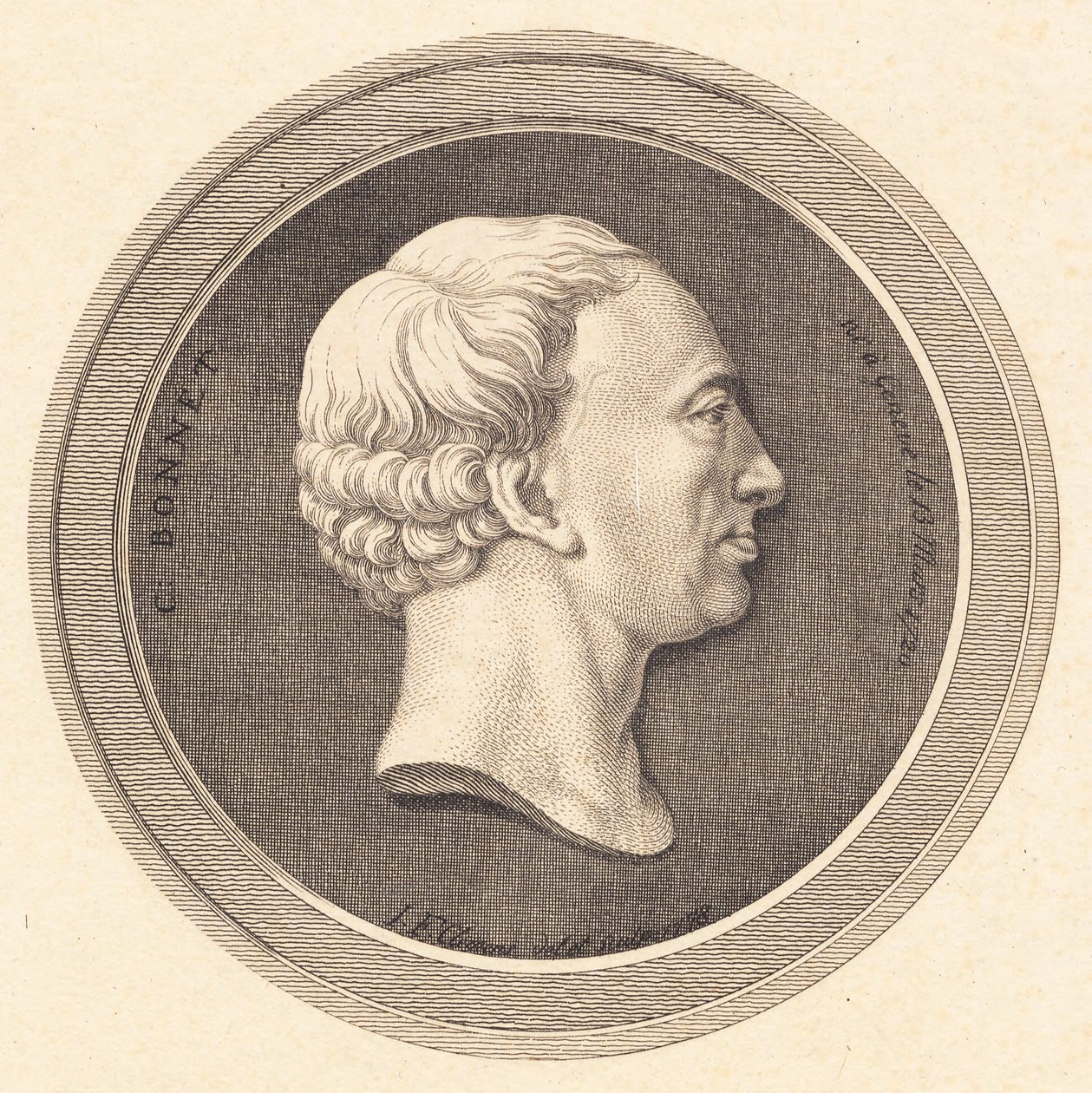 Reliefmedaillon met portret van Bonnet door J.F. Clemens