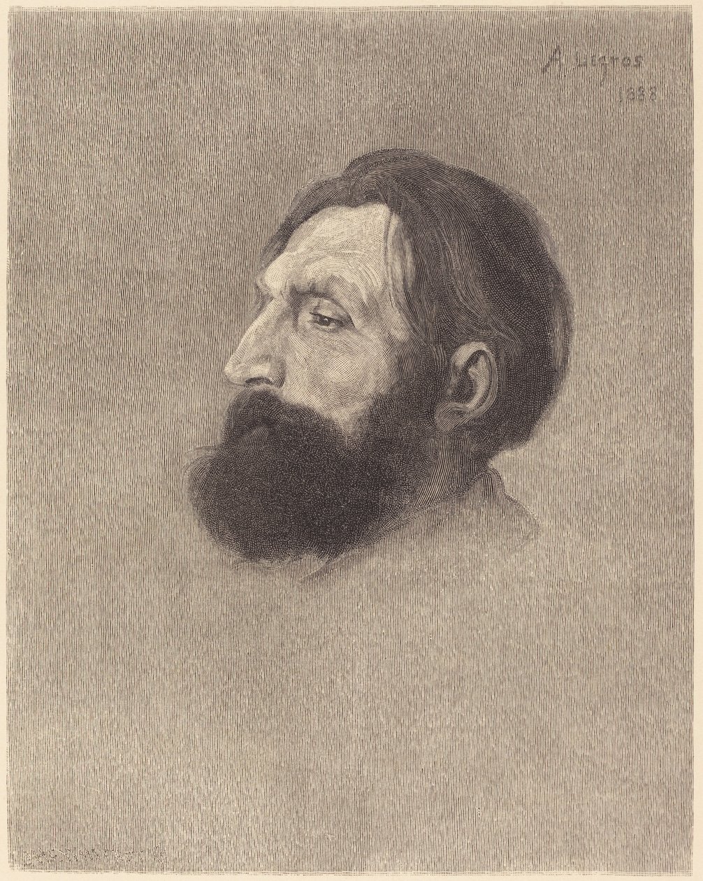 Auguste Rodin door J.H.E. Whitney after Alphonse Legros
