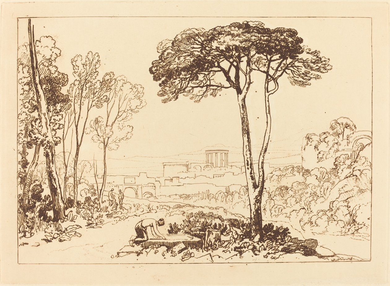 Scène in de Campagna, gepubliceerd 1812 door Joseph Mallord William Turner