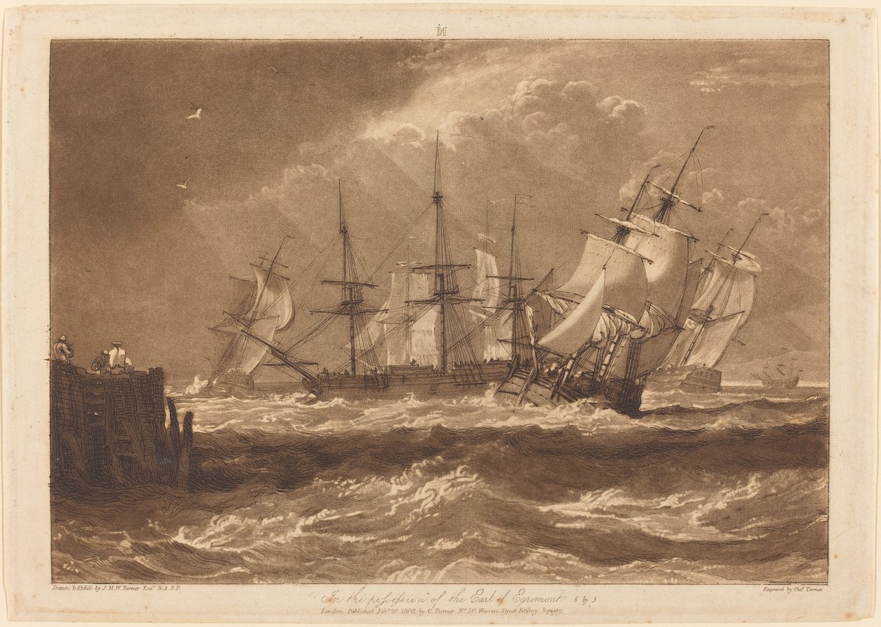 Schepen in een bries door Joseph Mallord William Turner