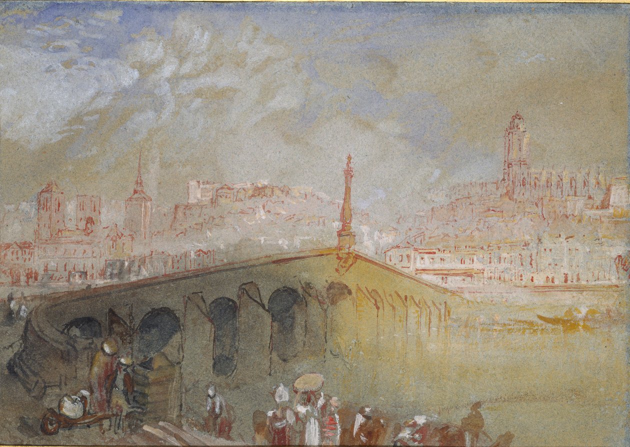 De brug bij Blois: mist trekt op, 1826-1830 door Joseph Mallord William Turner