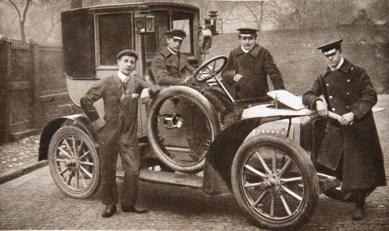 Eerste taxi in Liverpool, Merseyside, 1906 door JP Wood