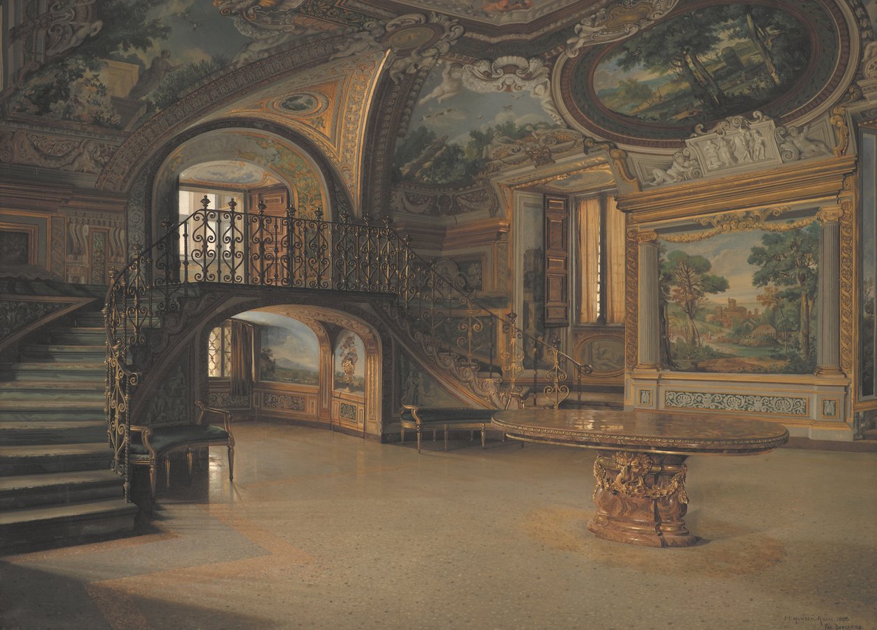 Een Zaal in Palazzo Borghese door J.Th. Hansen