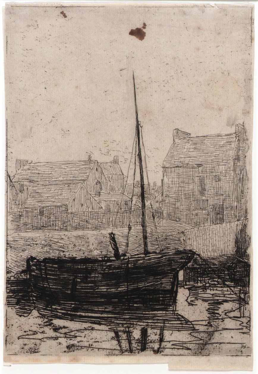 Boot aangemeerd - Eiland van Man door J. Alden Weir