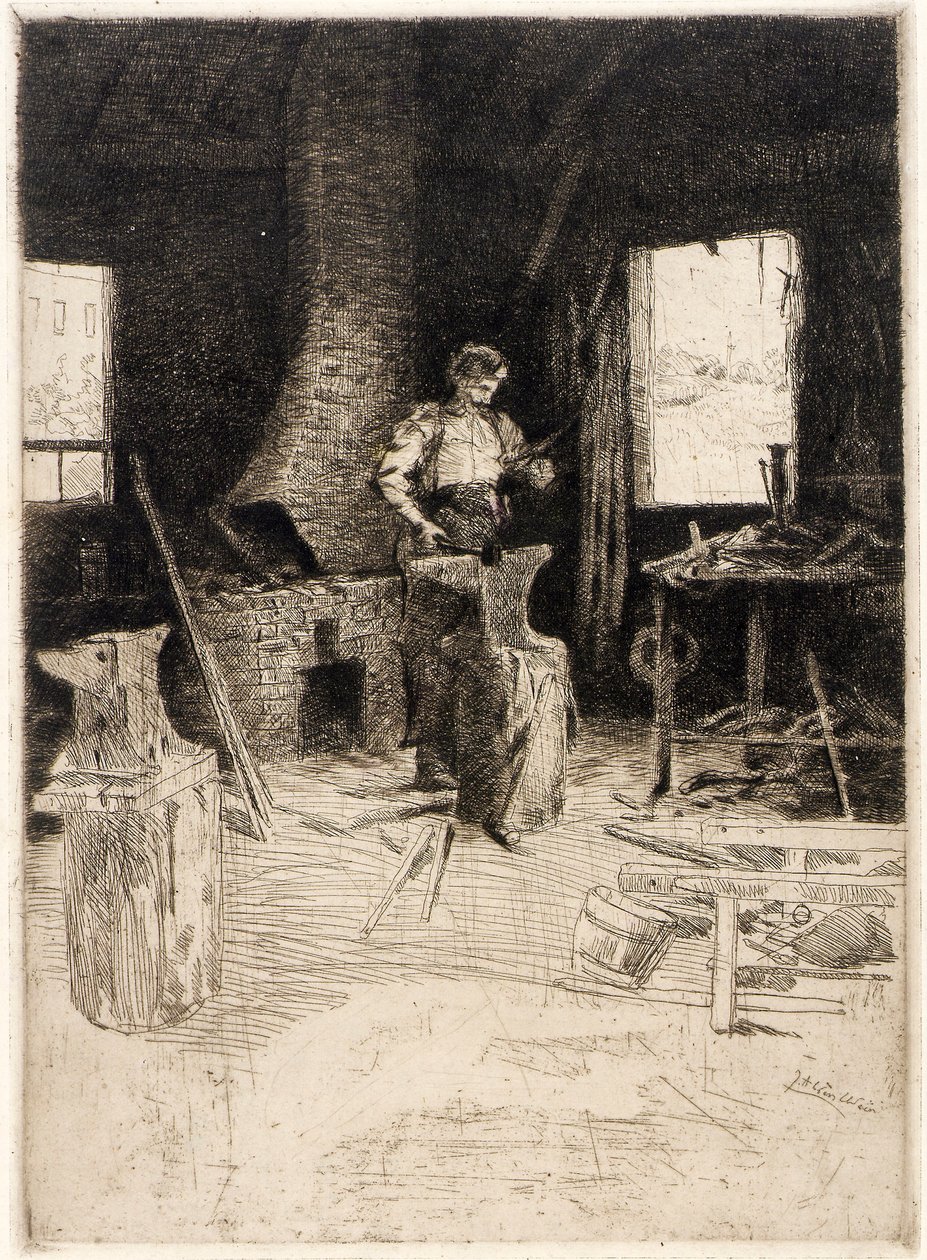 De smidse door J. Alden Weir