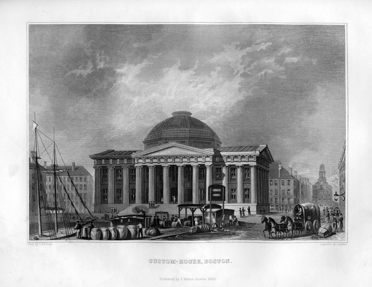Douanehuis, Boston, Massachusetts, 1855 door J. Archer