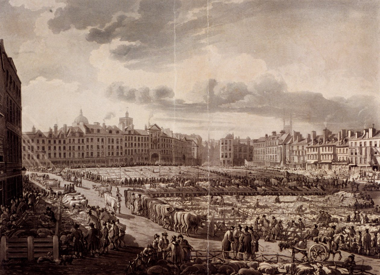 Smithfield Markt, Londen, 1811 door J Bluck