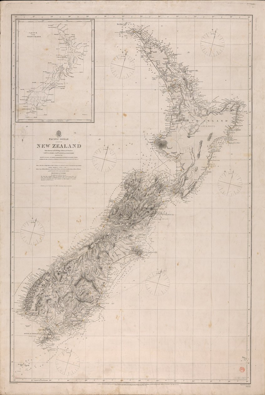 Kaart van Nieuw-Zeeland door J. & C. Walker