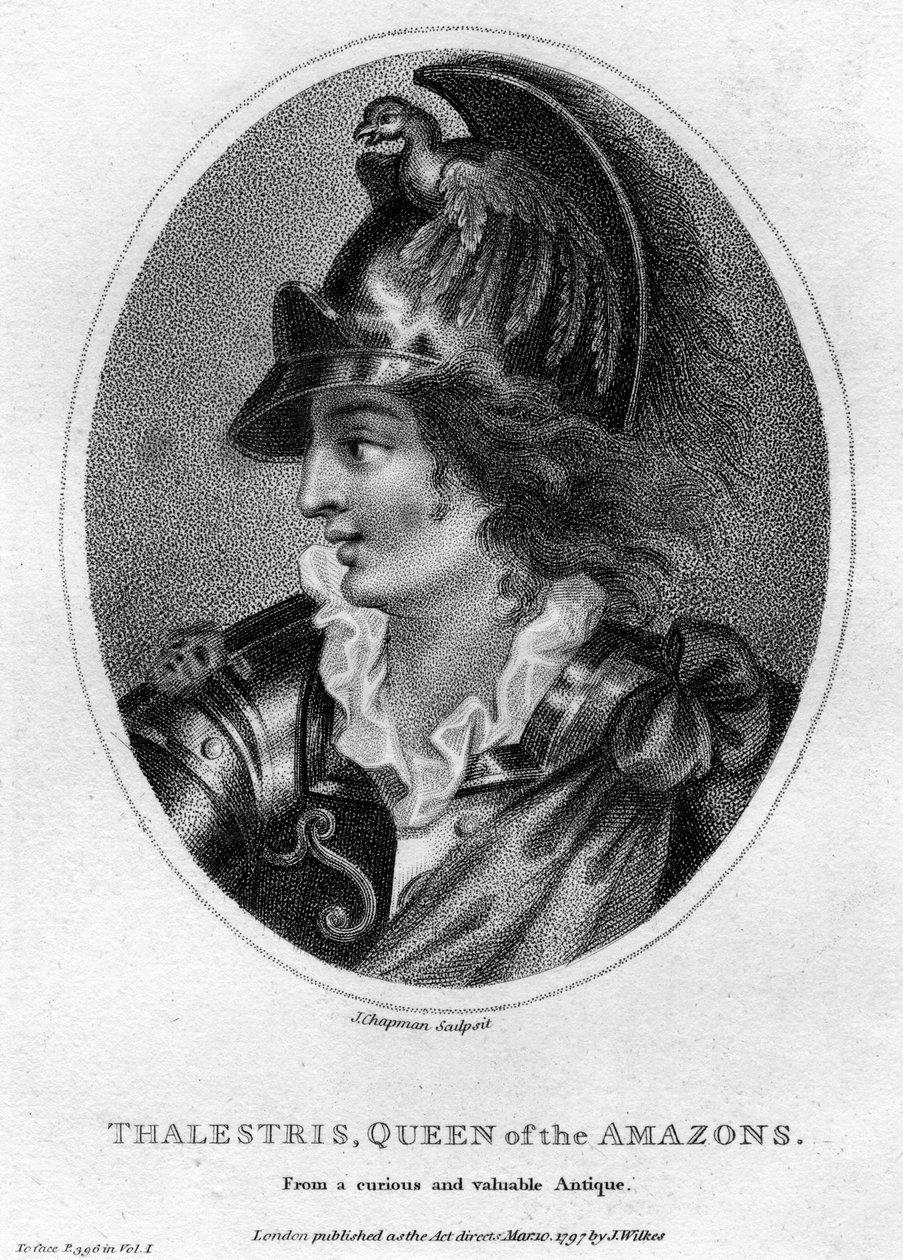 Thalestris, mythische Koningin van de Amazones, 1797 door J. Chapman