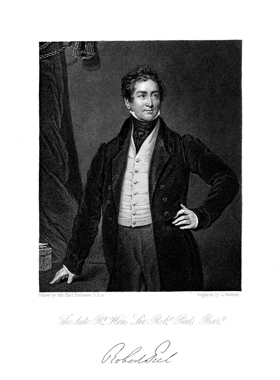 Robert Peel, Britse staatsman, 19e eeuw door J. Cochran