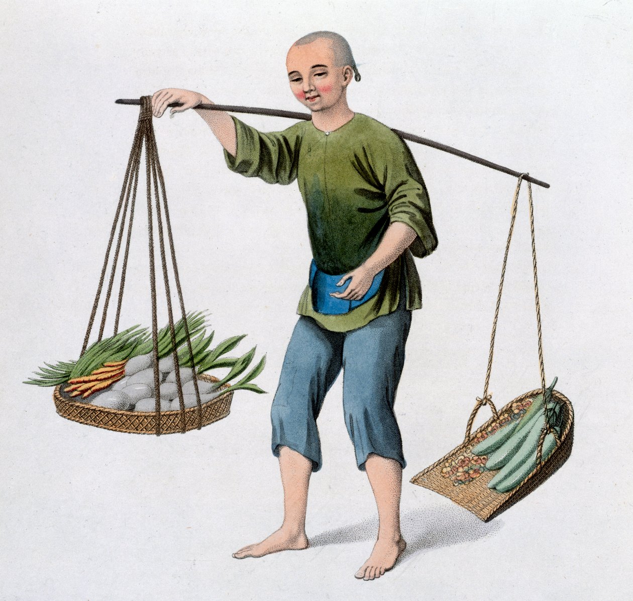 Een jongen met groenten, 1800 door J Dadley