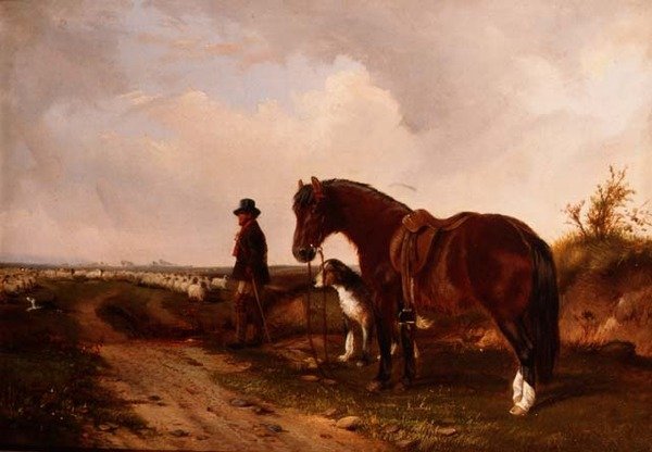 Een Herder met Pony en Wolfshond door J. Duvall