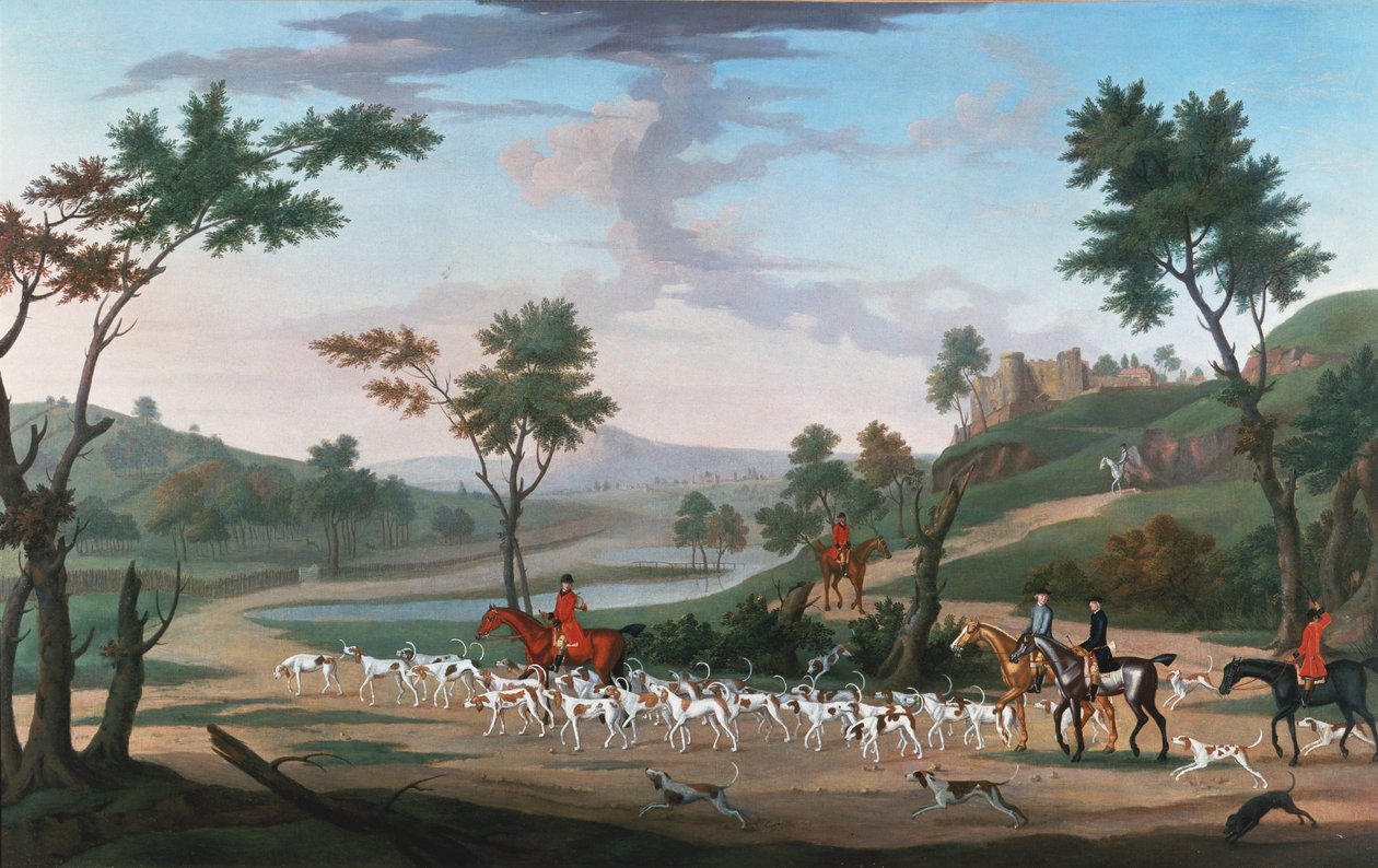 Jachtscène in galop door J. Francis Sartorius