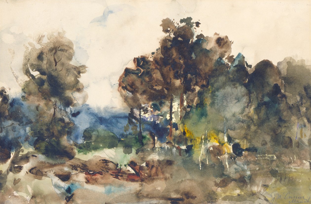Landschapsschets, ca. 1880 door J. Frank Currier