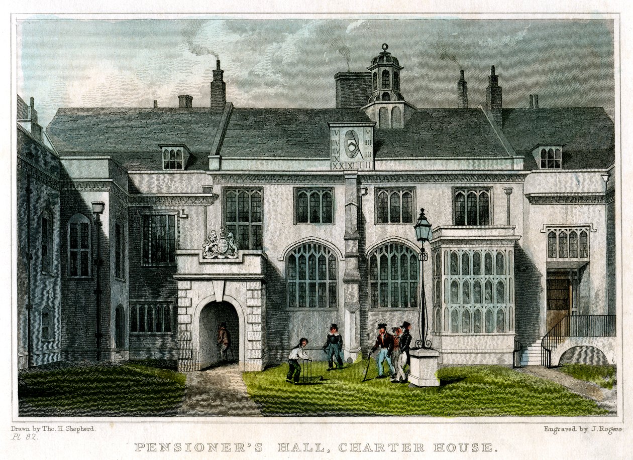 Pensioners Hall, Charterhouse, Londen, 1830 door J. Rogers