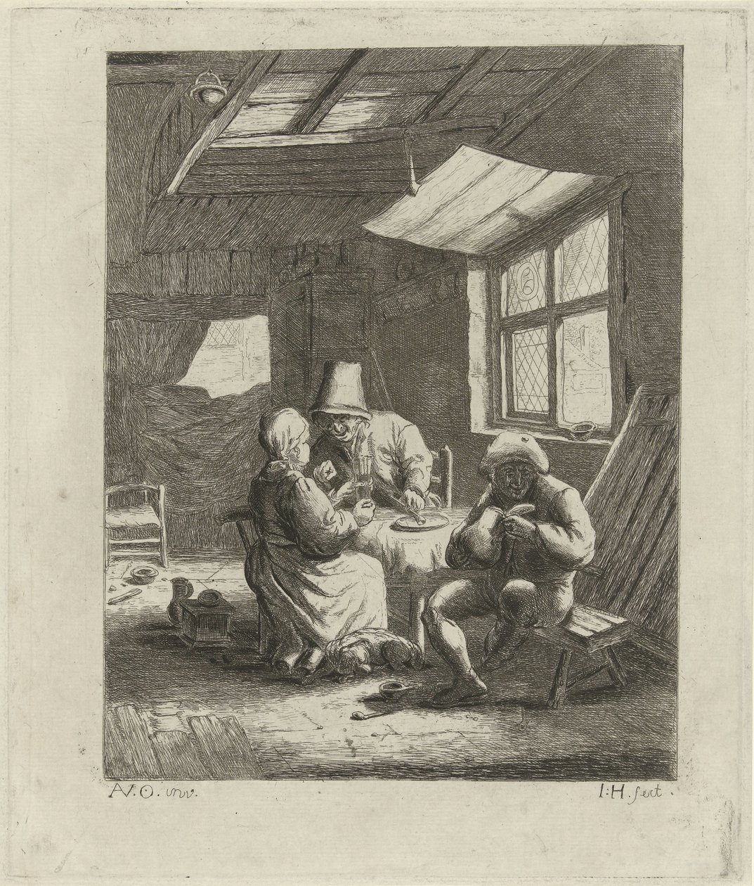 Boereninterieur (eerste versie) door Jabes Heenck