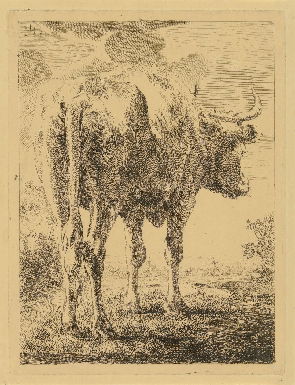 Koe in een landschap door Jabes Heenck