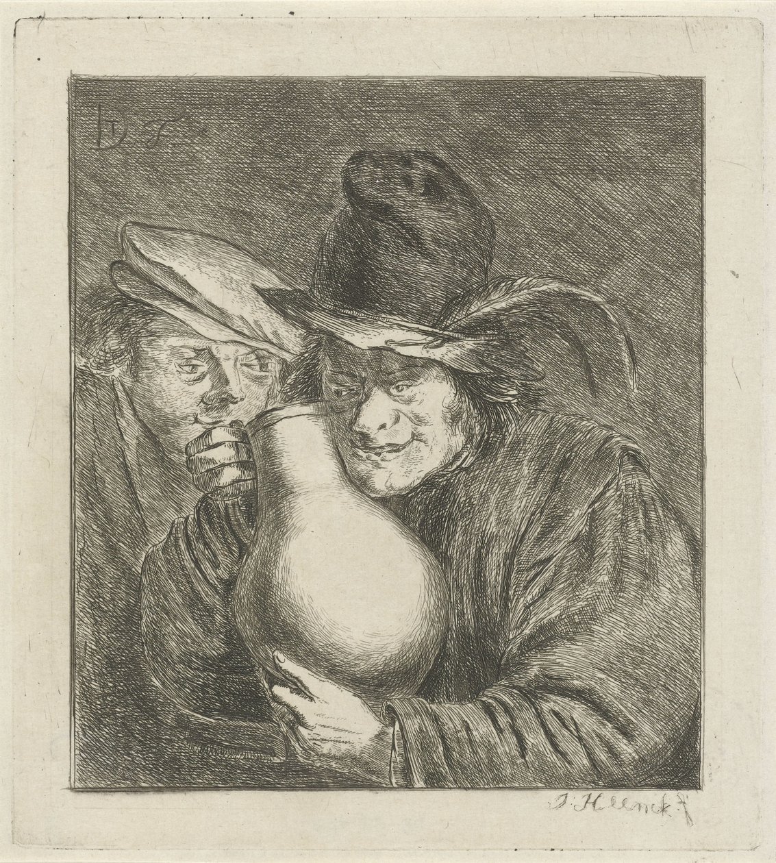 Twee boeren met een kruik door Jabes Heenck
