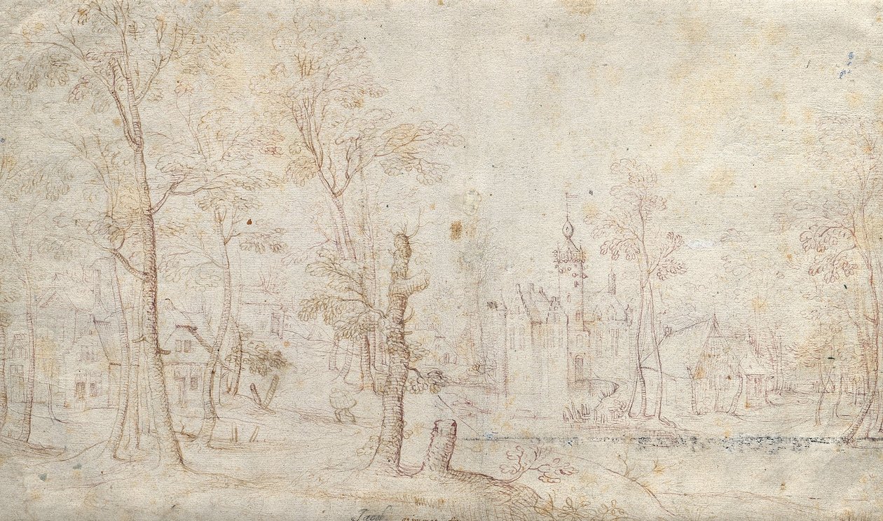 Grachtkasteel en Dorp door Jacob Grimmer