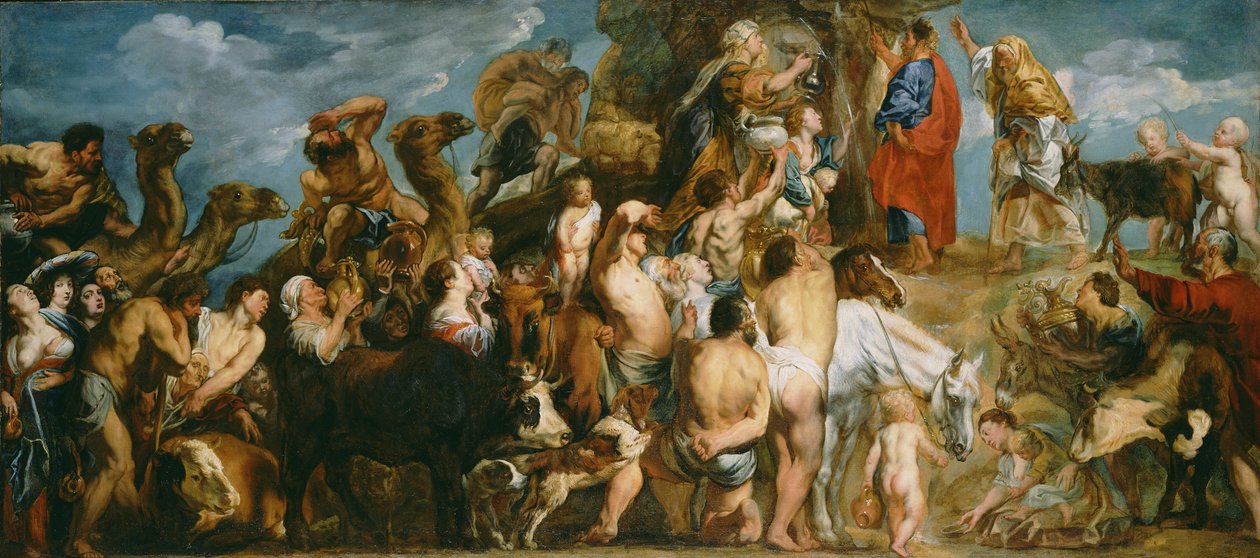Mozes Slaat Water uit de Rots, c.1645-50 door Jacob Jordaens