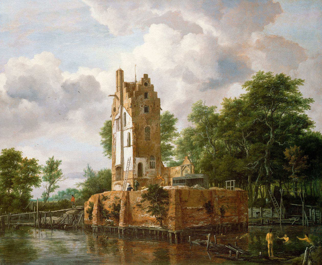 Uitzicht op Kasteel Kostverloren aan de Amstel door Jacob van Ruisdael