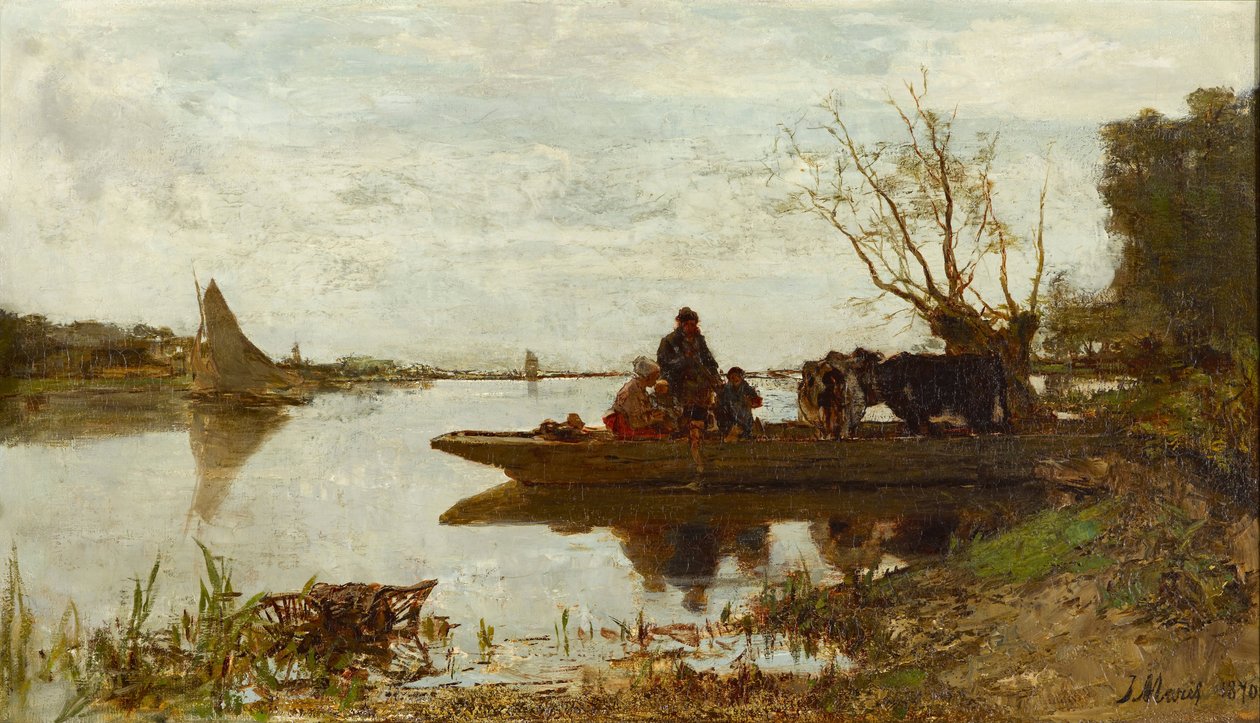 Veerboot, 1870 door Jacob Henricus or Hendricus Maris