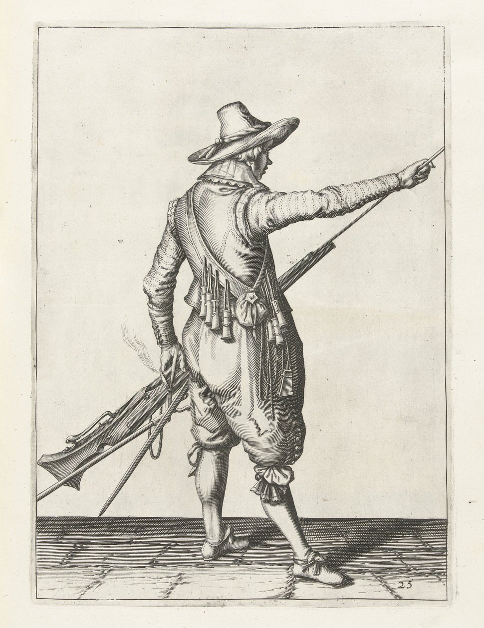 Musketier verwijdert laadstok, ca. 1600 door Jacob II de Gheyn