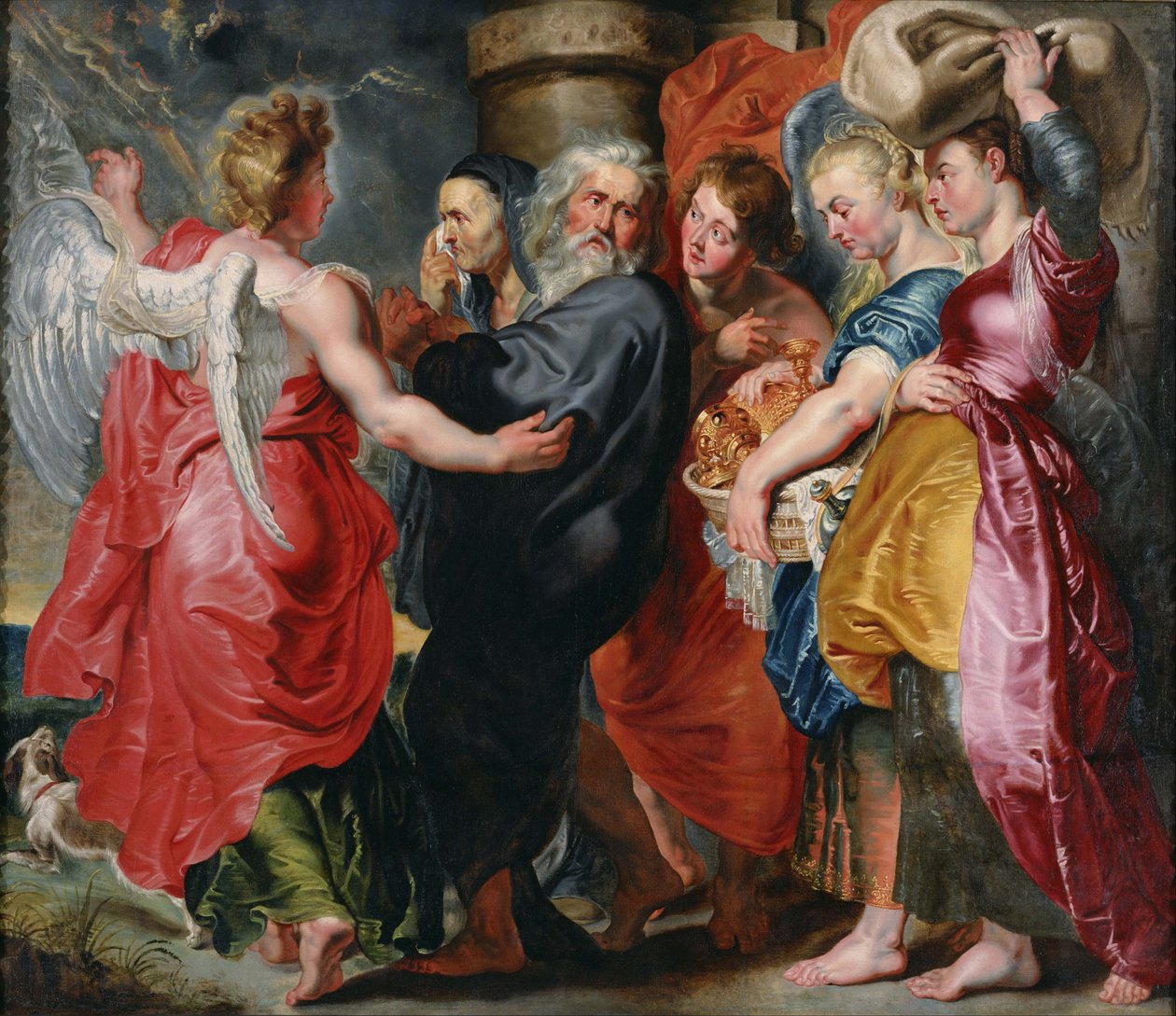 Lot en zijn familie verlaten Sodom (gebaseerd op Rubens