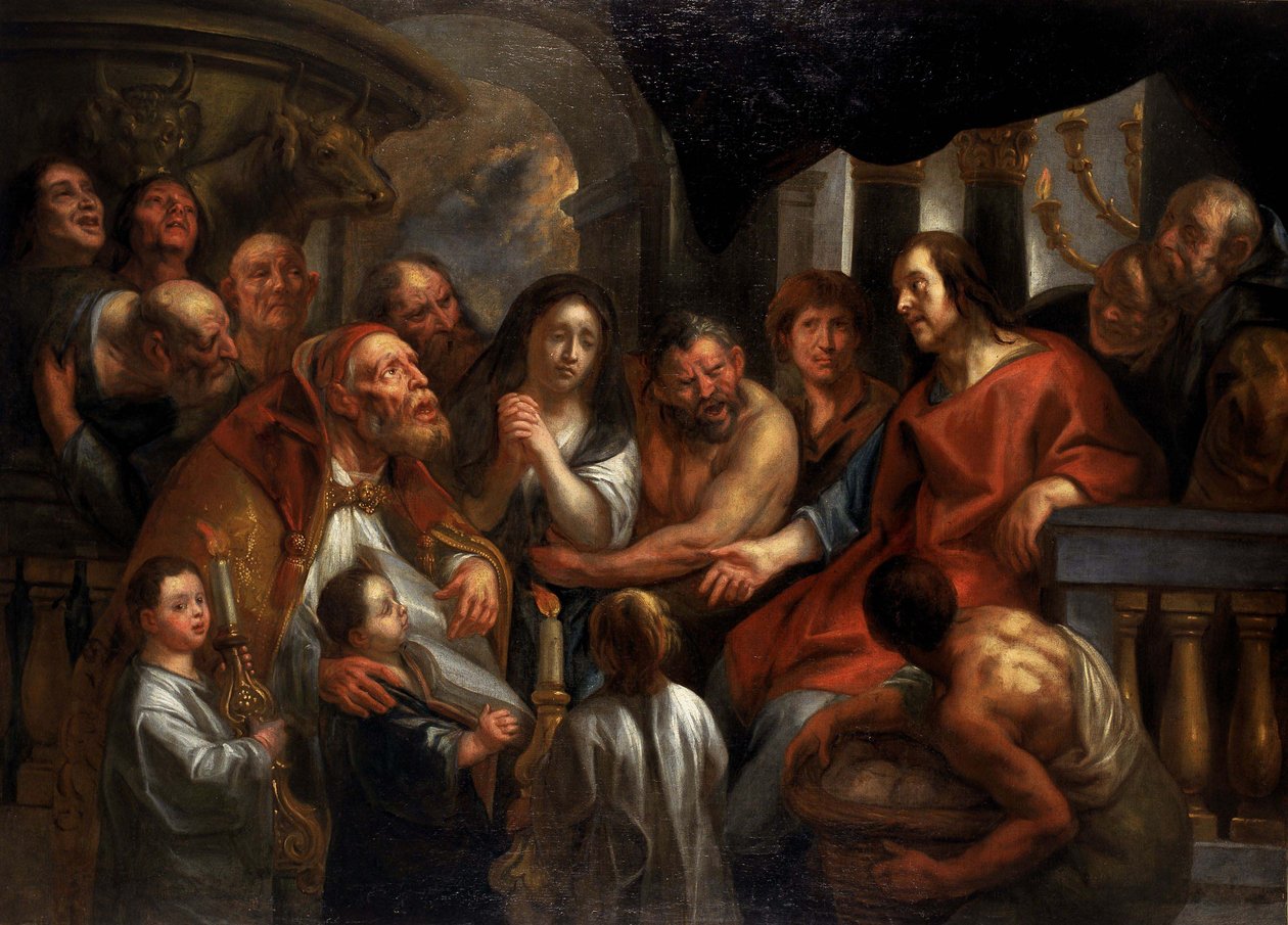 Christus en de overspelige vrouw door Jacob Jordaens