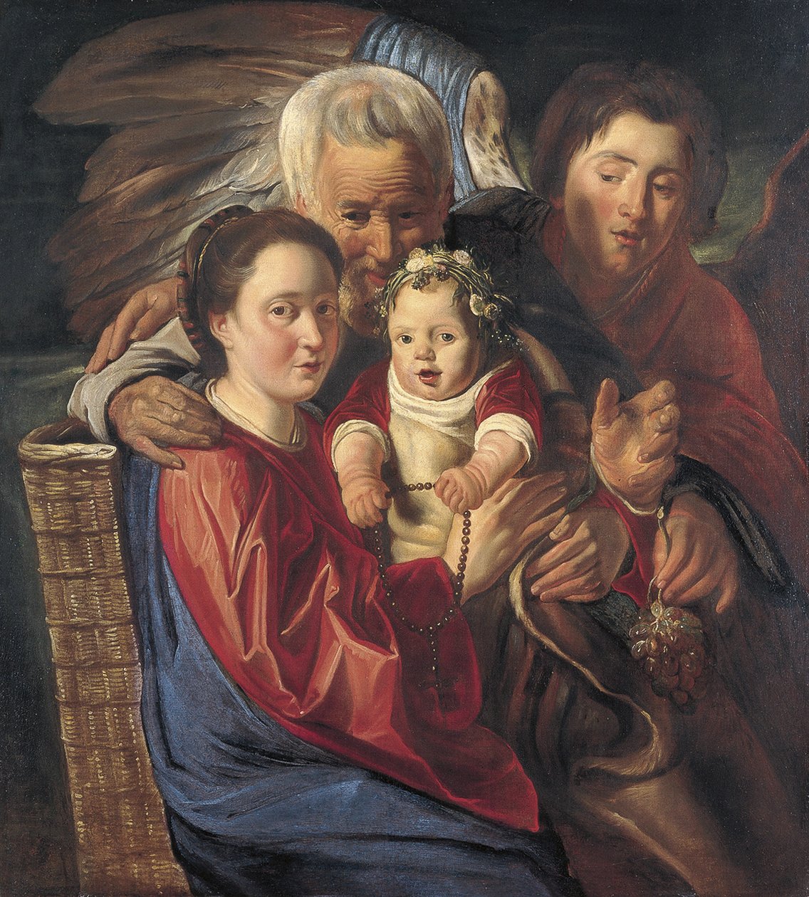 De Heilige Familie met een Engel door Jacob Jordaens