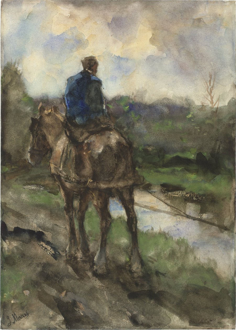 Jager te paard op het jaagpad door Jacob Maris