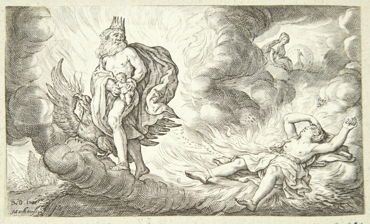 De geboorte van Bacchus door Jacob Matham