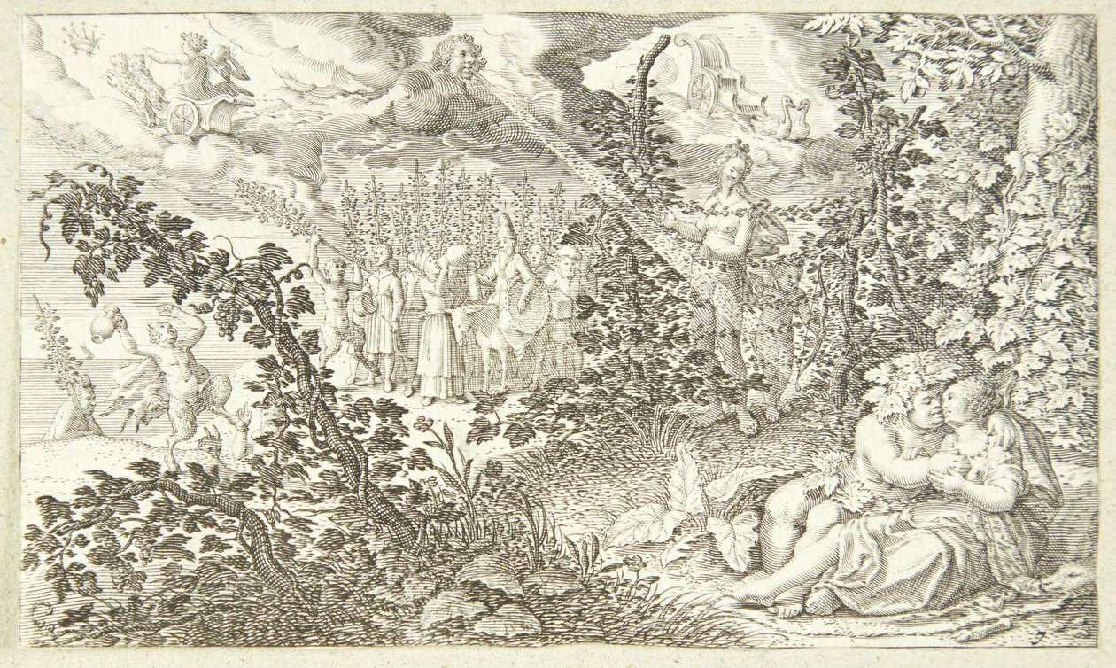 Bacchus en Ariadne door Jacob Matham