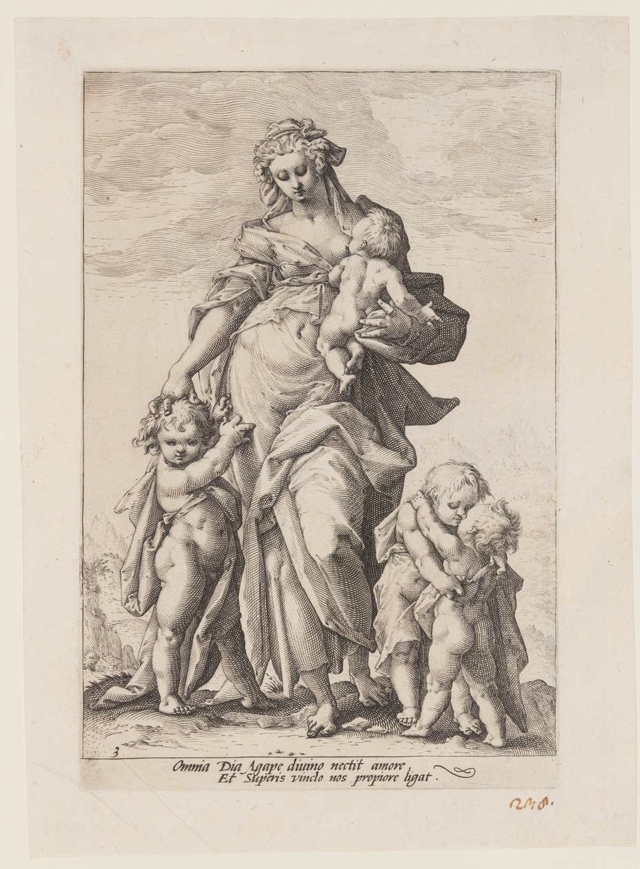 Liefdadigheid, uit De Deugden door Jacob Matham