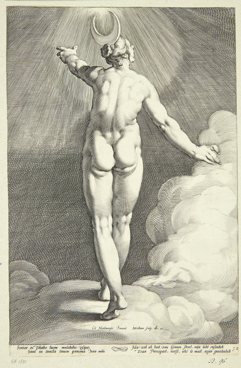 Diana als Luna door Jacob Matham