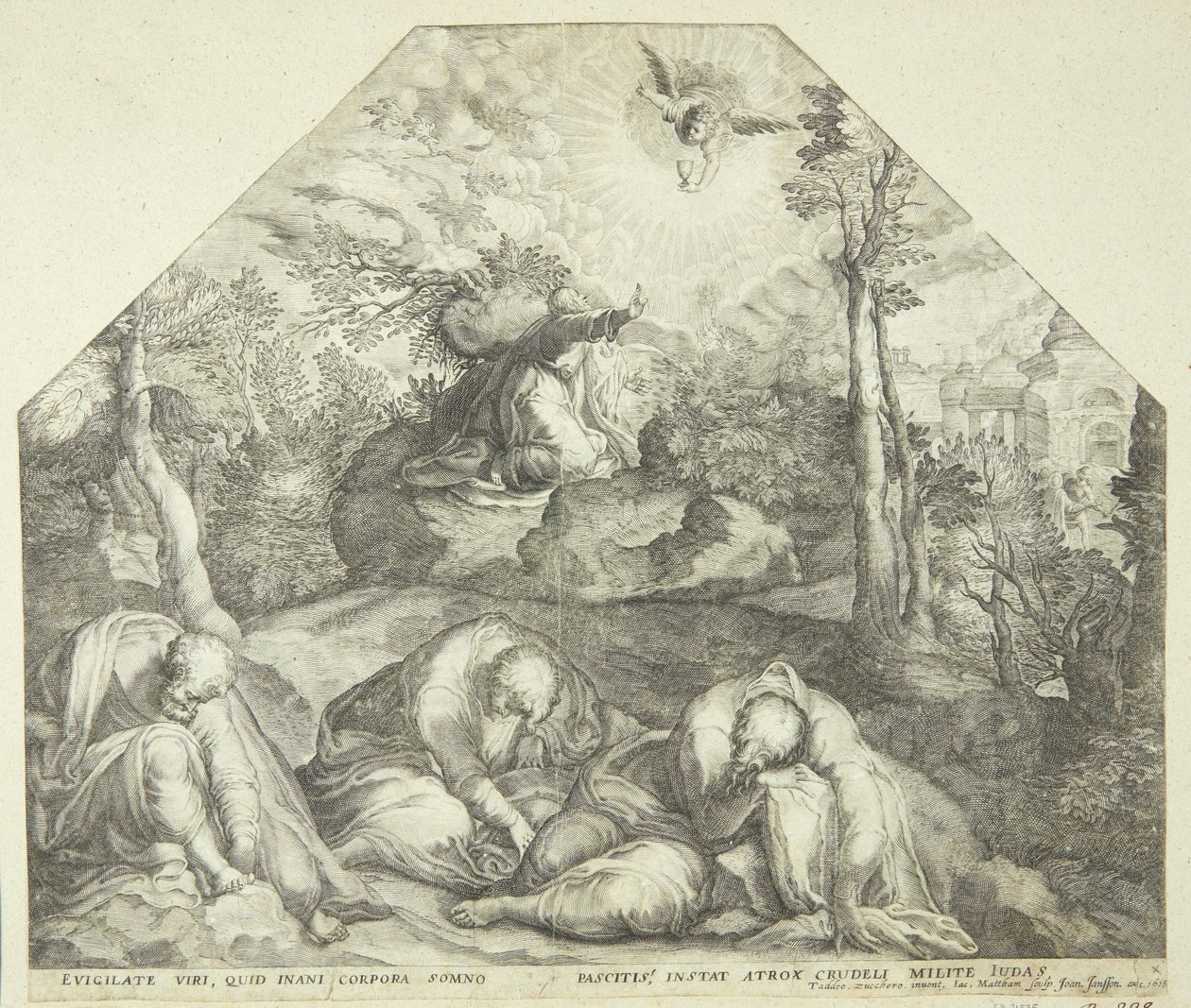Jezus in de Hof van Getsemane door Jacob Matham