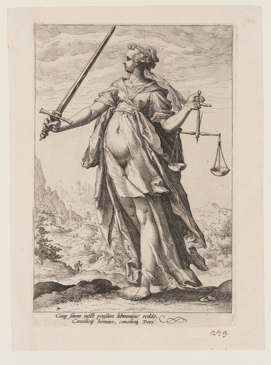 Rechtvaardigheid, uit De Deugden door Jacob Matham