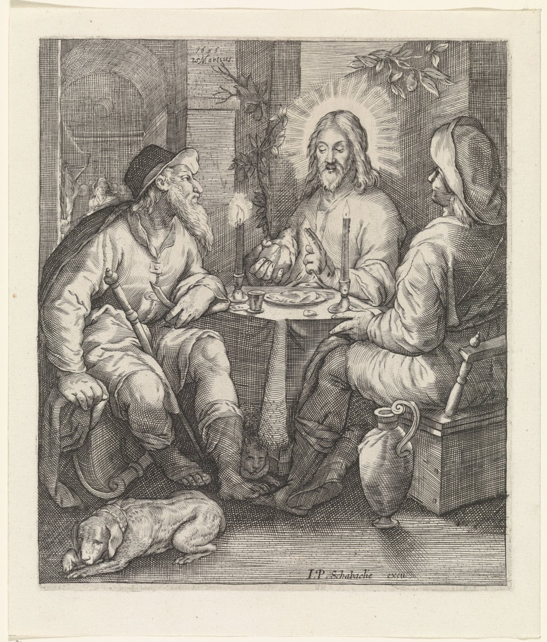Maaltijd in Emmaüs door Jacob Matham