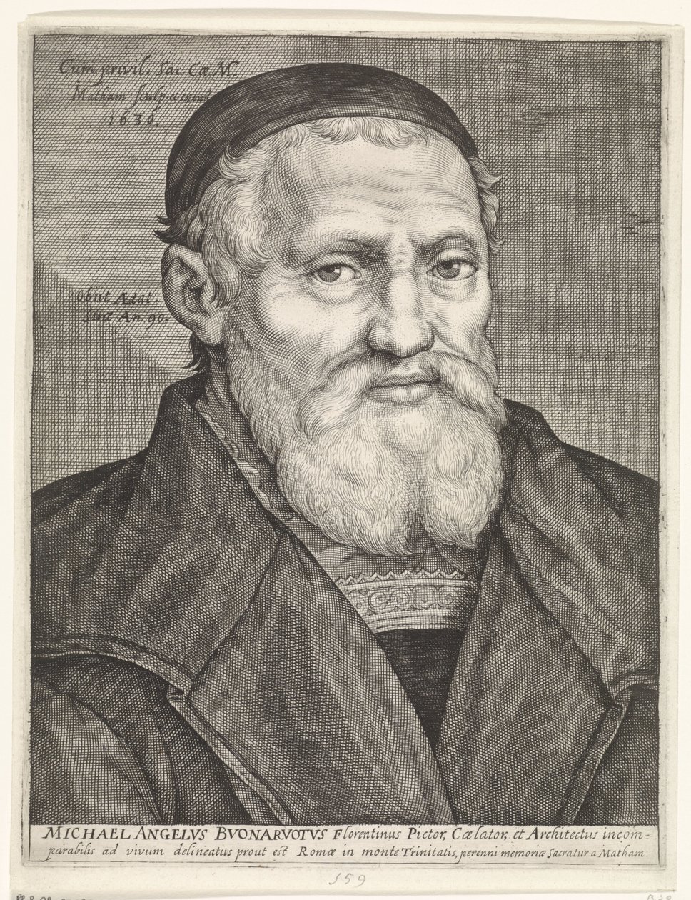 Portret van Michelangelo door Jacob Matham