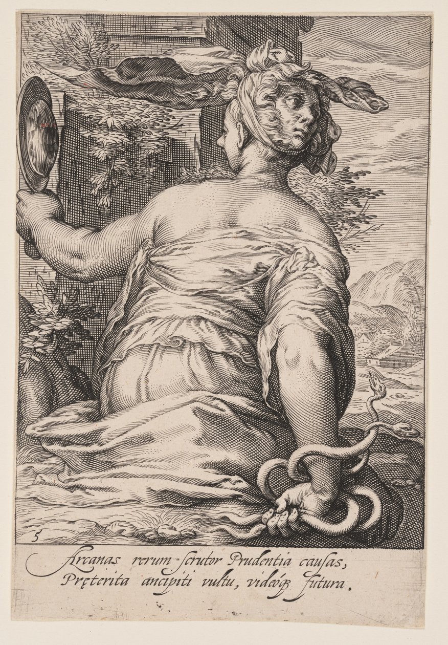 Voorzichtigheid, uit De Zeven Deugden door Jacob Matham