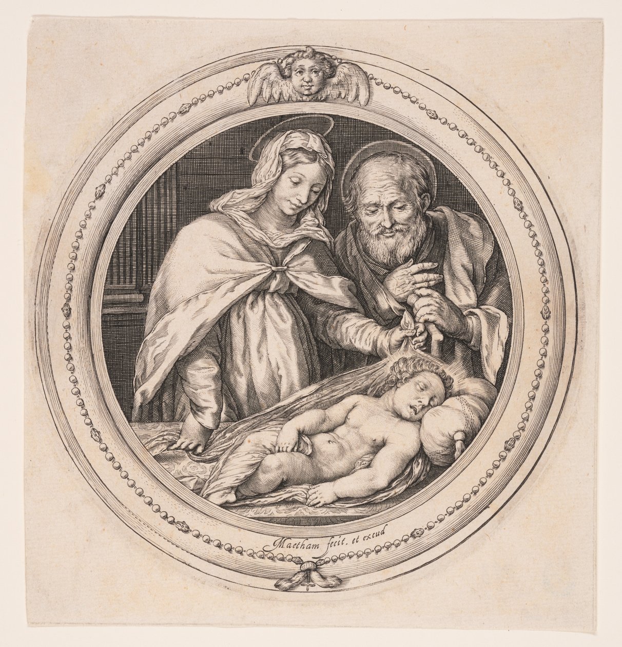 De Heilige Familie door Jacob Matham