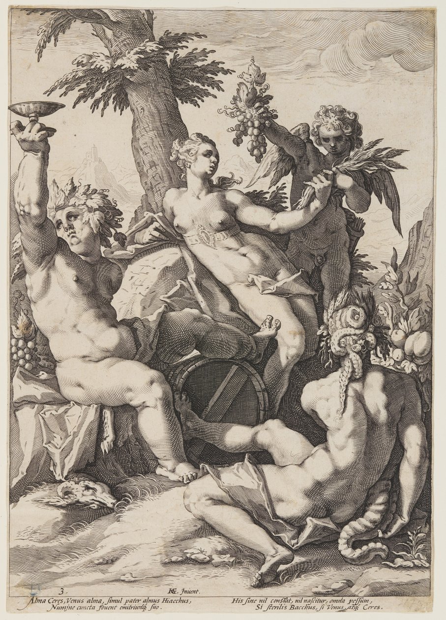 Venus, Bacchus en Ceres door Jacob Matham