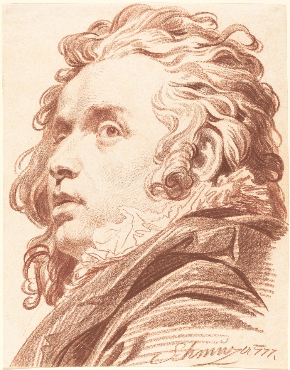 Een jonge man met vloeiend haar door Jacob Matthias Schmutzer