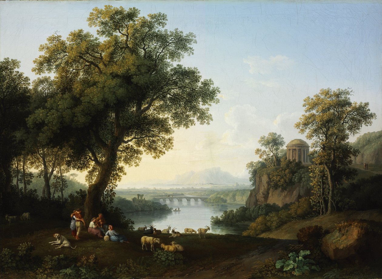 Rivierlandschap door Jacob Philipp Hackert