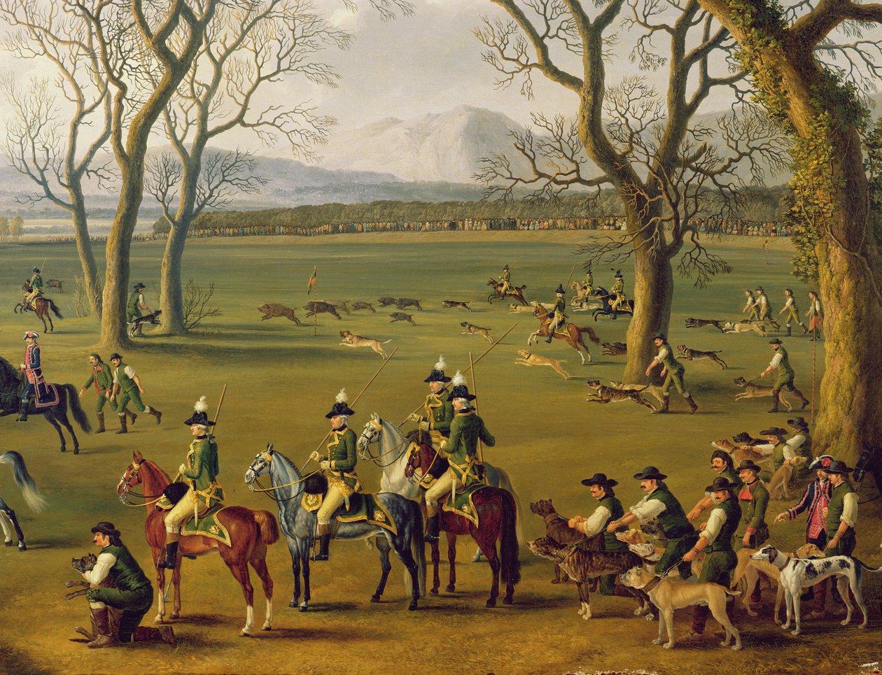 Wilde Zwijnen Jagen door Jacob Philippe Hackert